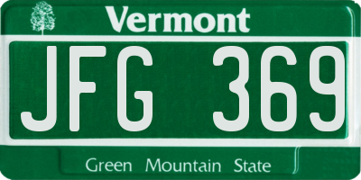 VT license plate JFG369