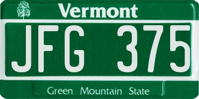 VT license plate JFG375