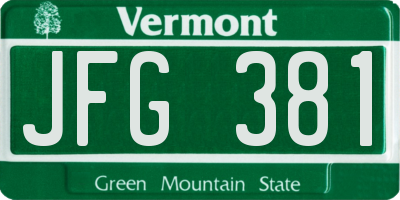 VT license plate JFG381
