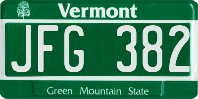 VT license plate JFG382