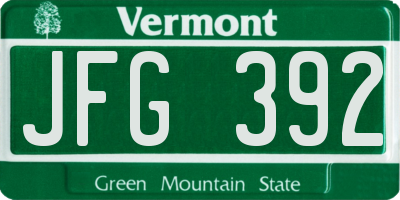 VT license plate JFG392