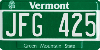 VT license plate JFG425