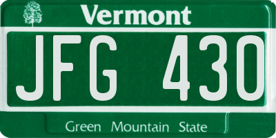 VT license plate JFG430