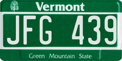 VT license plate JFG439
