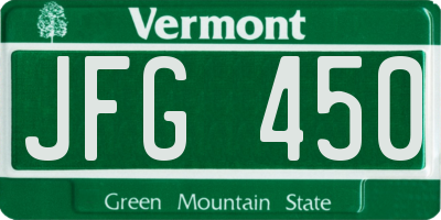 VT license plate JFG450