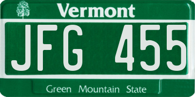 VT license plate JFG455