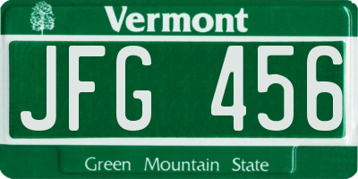 VT license plate JFG456