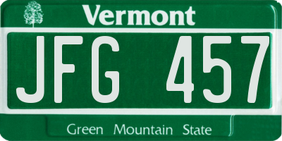 VT license plate JFG457