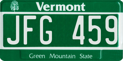 VT license plate JFG459