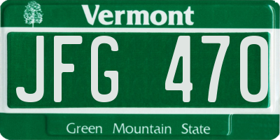 VT license plate JFG470