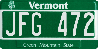 VT license plate JFG472