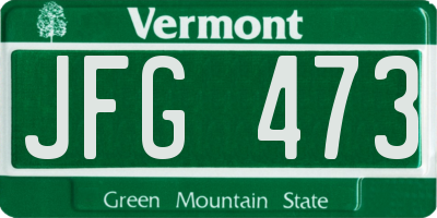 VT license plate JFG473