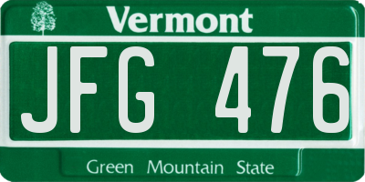 VT license plate JFG476