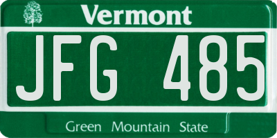 VT license plate JFG485