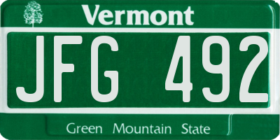 VT license plate JFG492