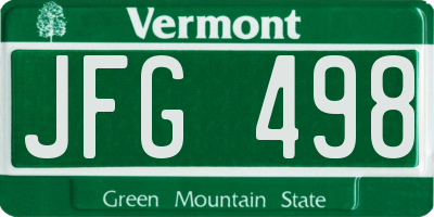 VT license plate JFG498