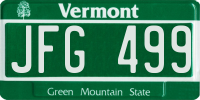 VT license plate JFG499