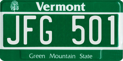 VT license plate JFG501
