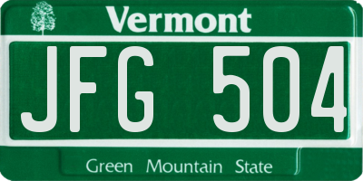 VT license plate JFG504