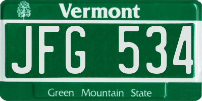 VT license plate JFG534