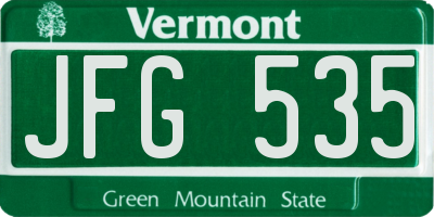 VT license plate JFG535