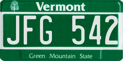 VT license plate JFG542