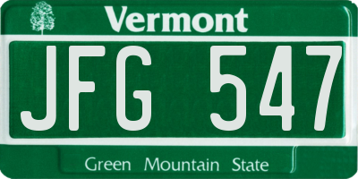 VT license plate JFG547