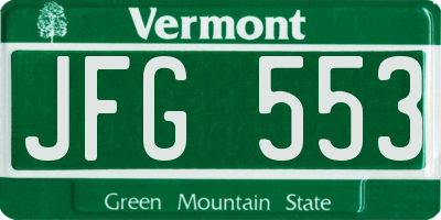 VT license plate JFG553