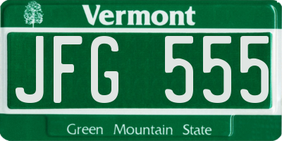 VT license plate JFG555