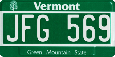 VT license plate JFG569