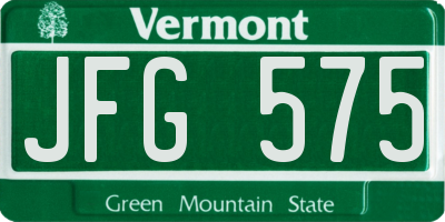 VT license plate JFG575