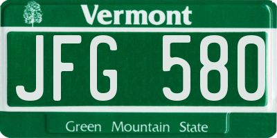 VT license plate JFG580