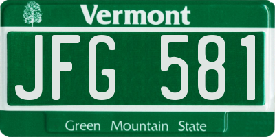 VT license plate JFG581