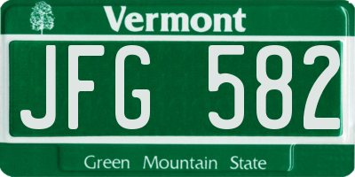 VT license plate JFG582