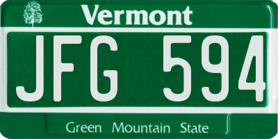 VT license plate JFG594