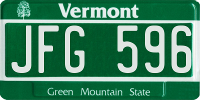 VT license plate JFG596