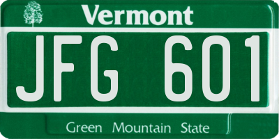 VT license plate JFG601