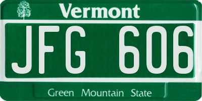 VT license plate JFG606