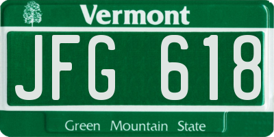 VT license plate JFG618