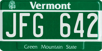 VT license plate JFG642