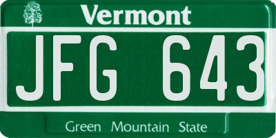 VT license plate JFG643