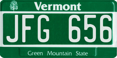 VT license plate JFG656