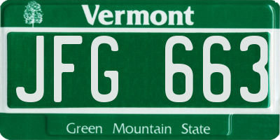 VT license plate JFG663