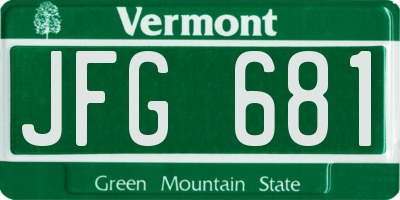 VT license plate JFG681