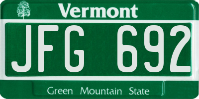 VT license plate JFG692