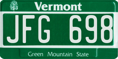 VT license plate JFG698