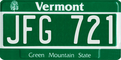VT license plate JFG721