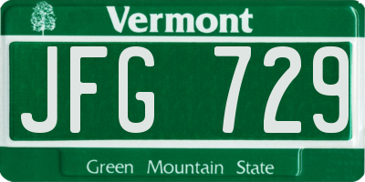 VT license plate JFG729