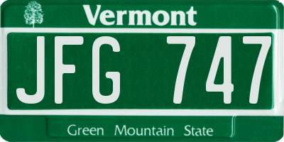 VT license plate JFG747