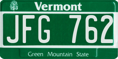 VT license plate JFG762